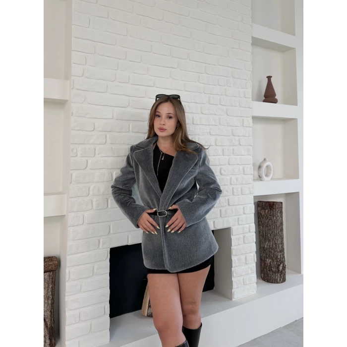 Kemer Detaylı Yumoş Ceket Antrasit