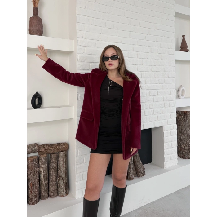Kemer Detaylı Yumoş Ceket Bordo