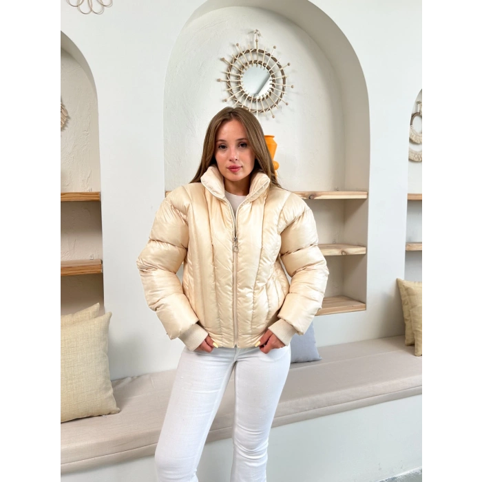 Kısa Şişme Cool Mont Krem