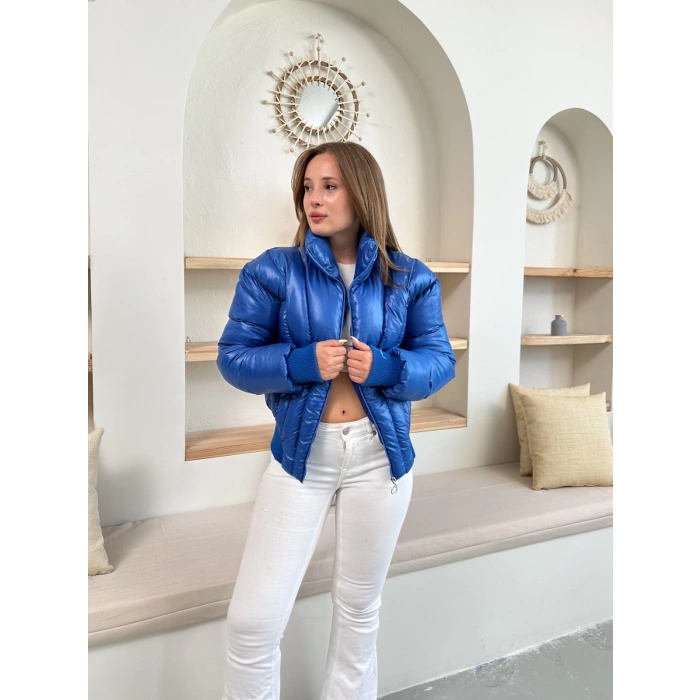 Kısa Şişme Cool Mont Mavi