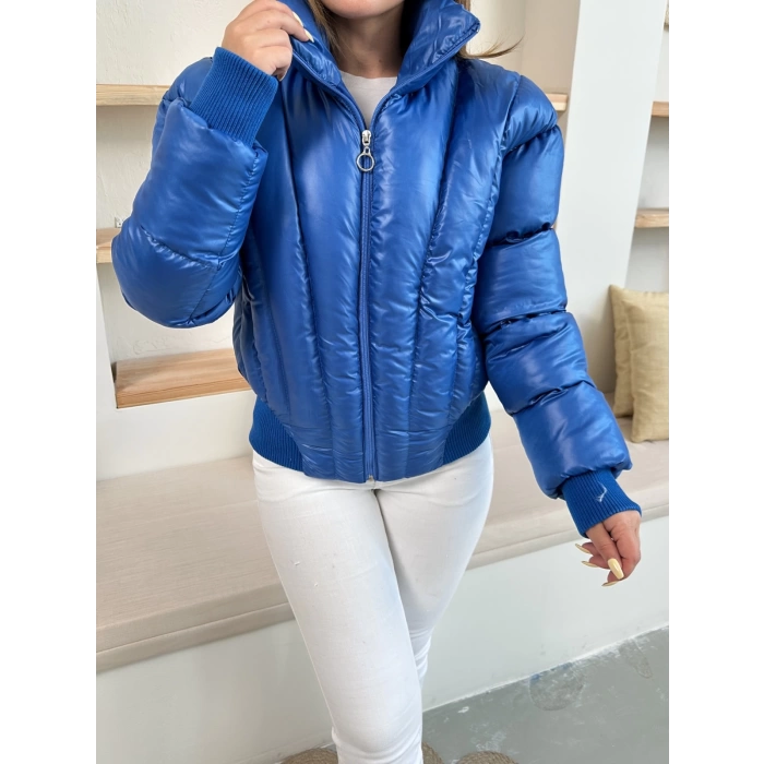 Kısa Şişme Cool Mont Mavi