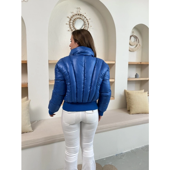 Kısa Şişme Cool Mont Mavi
