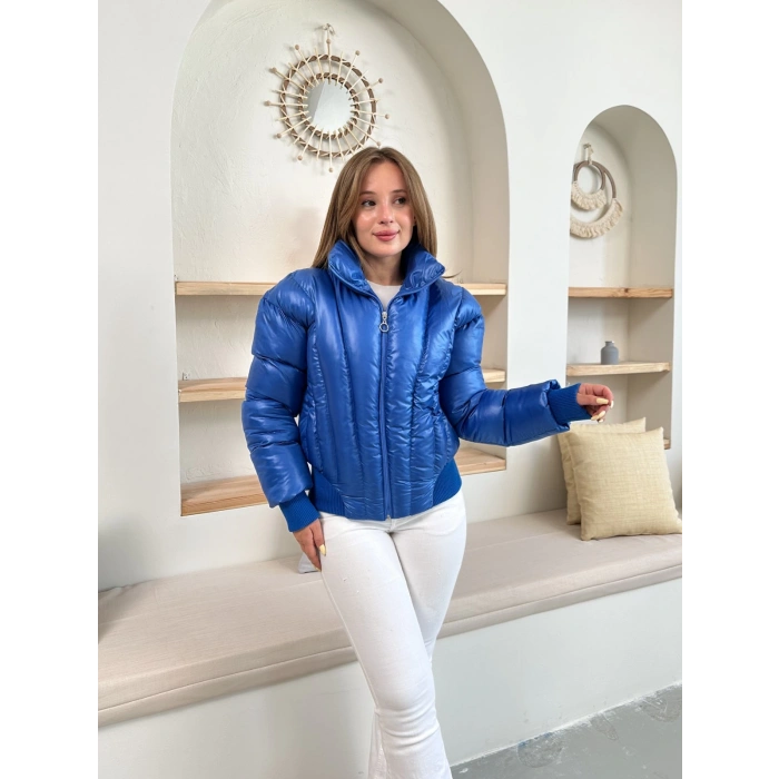 Kısa Şişme Cool Mont Mavi