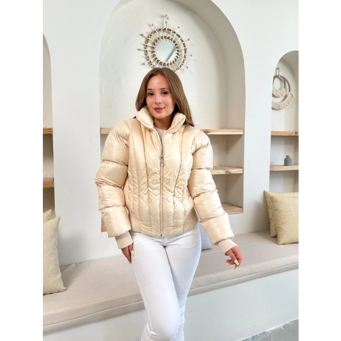 Kısa Şişme Cool Mont Krem