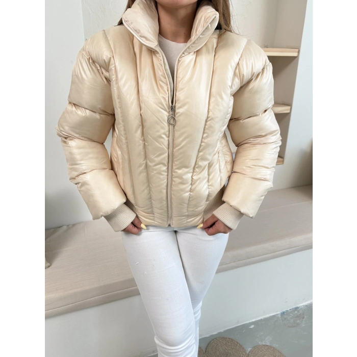 Kısa Şişme Cool Mont Krem