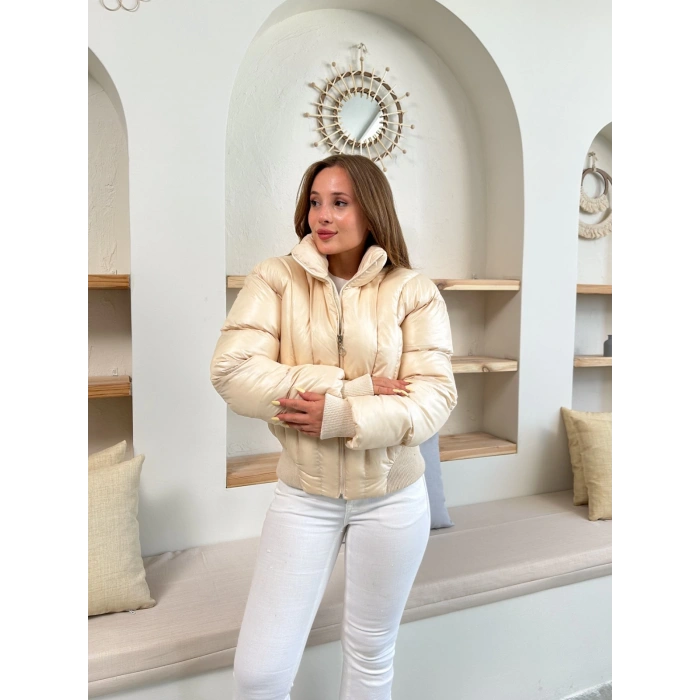 Kısa Şişme Cool Mont Krem