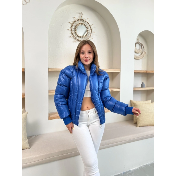 Kısa Şişme Cool Mont Mavi