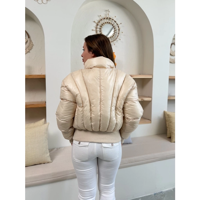 Kısa Şişme Cool Mont Krem
