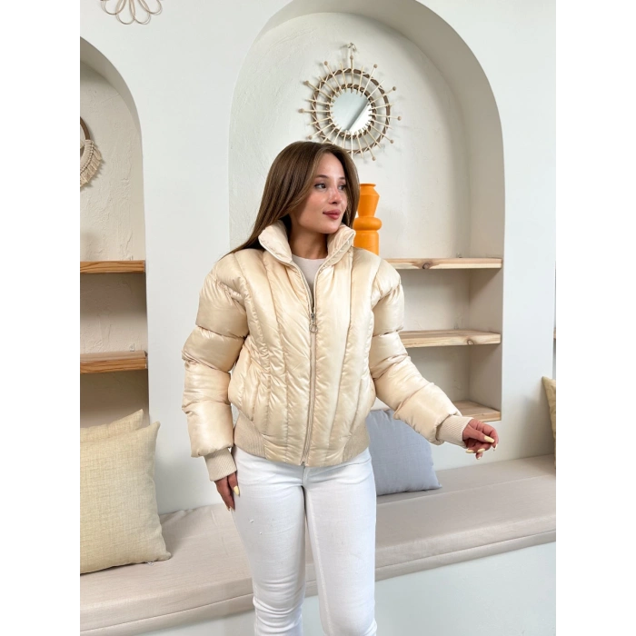 Kısa Şişme Cool Mont Krem
