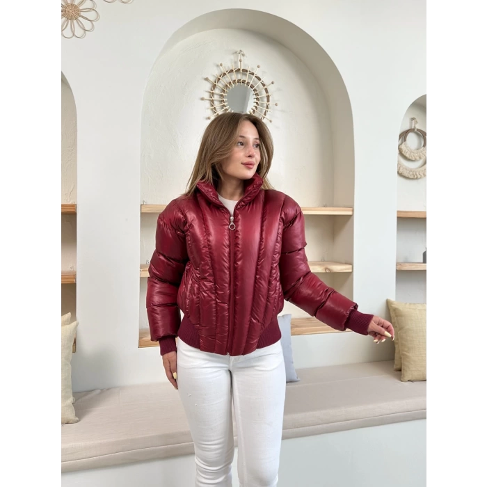Kısa Şişme Cool Mont Bordo