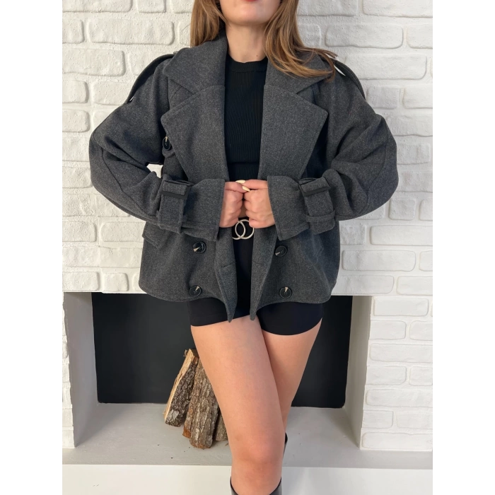 Kısa Street Luxe Kaşe Kaban Antrasit