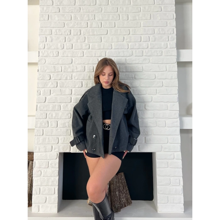 Kısa Street Luxe Kaşe Kaban Antrasit