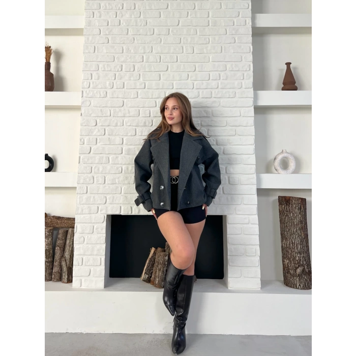 Kısa Street Luxe Kaşe Kaban Antrasit
