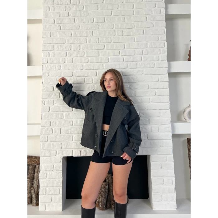 Kısa Street Luxe Kaşe Kaban Antrasit