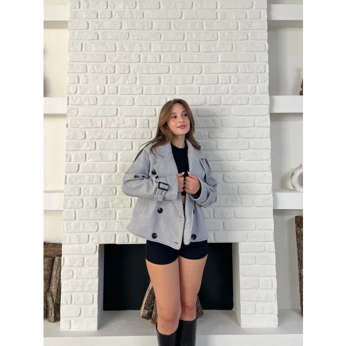Kısa Street Luxe Kaşe Kaban Gri