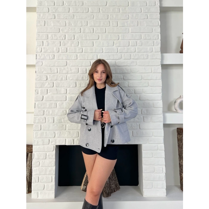 Kısa Street Luxe Kaşe Kaban Gri
