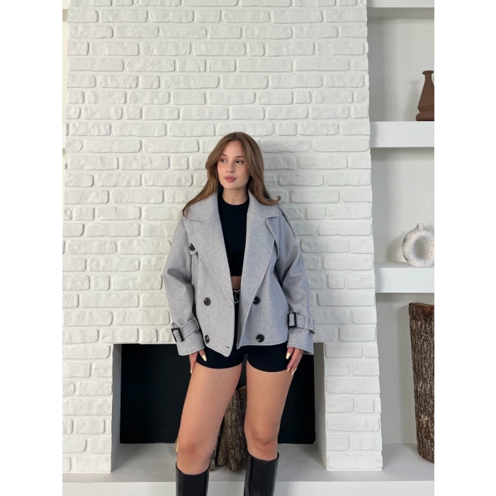 Kısa Street Luxe Kaşe Kaban Gri
