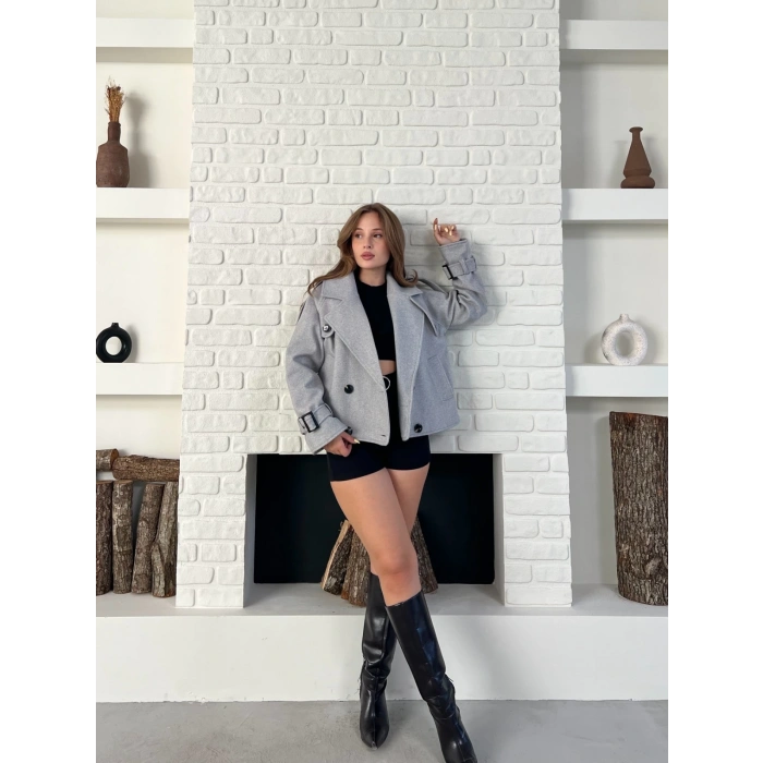 Kısa Street Luxe Kaşe Kaban Gri