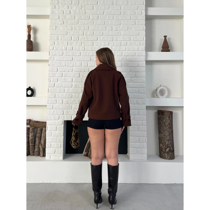 Kısa Street Luxe Kaşe Kaban Kahverengi