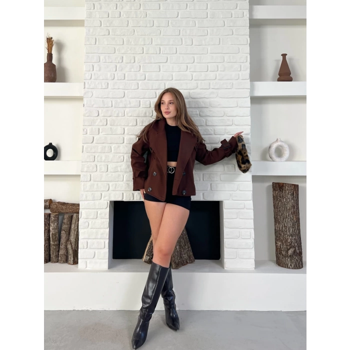 Kısa Street Luxe Kaşe Kaban Kahverengi