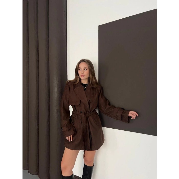 Kol Manteşli Nubuk Kaban Acı Kahve