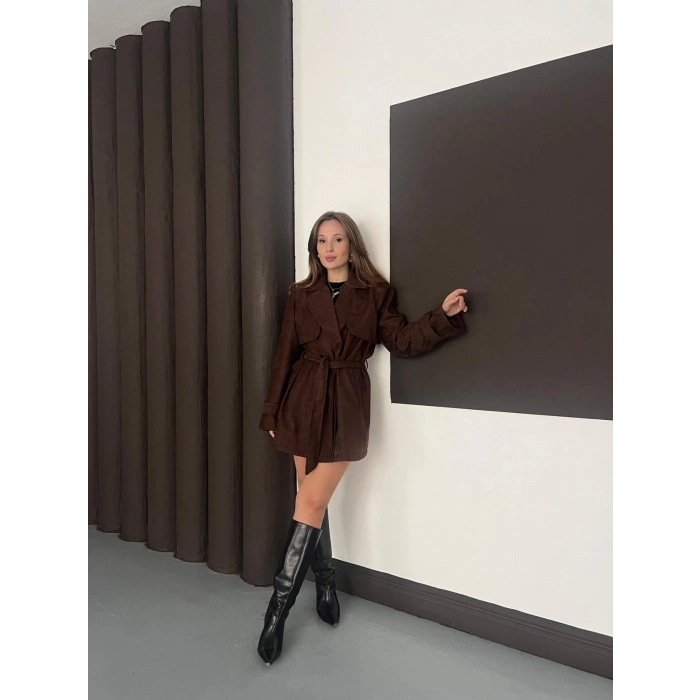 Kol Manteşli Nubuk Kaban Acı Kahve