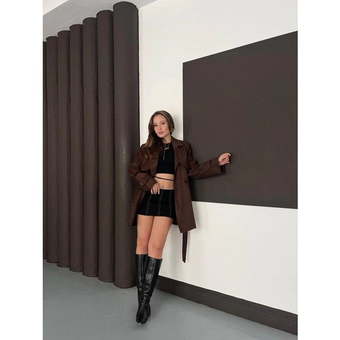 Kol Manteşli Nubuk Kaban Acı Kahve