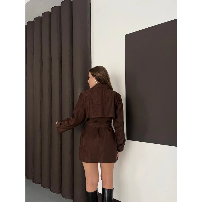 Kol Manteşli Nubuk Kaban Acı Kahve