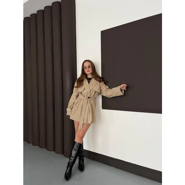 Kol Manteşli Nubuk Kaban Bej