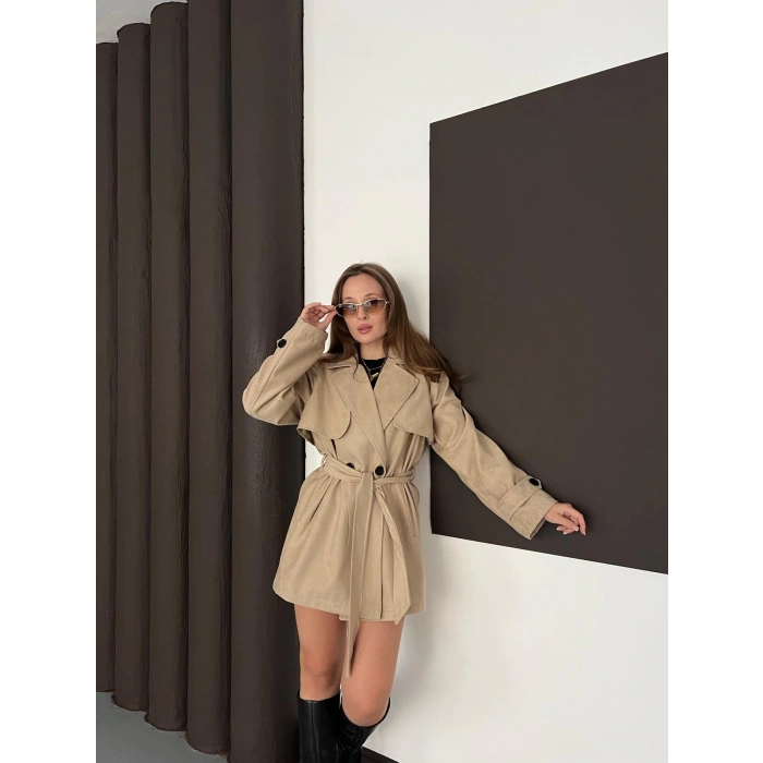 Kol Manteşli Nubuk Kaban Bej