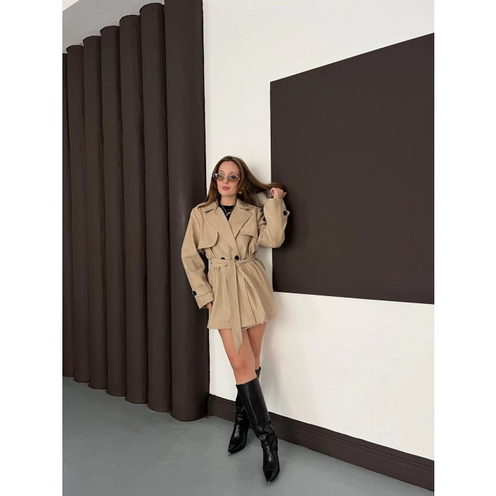 Kol Manteşli Nubuk Kaban Bej