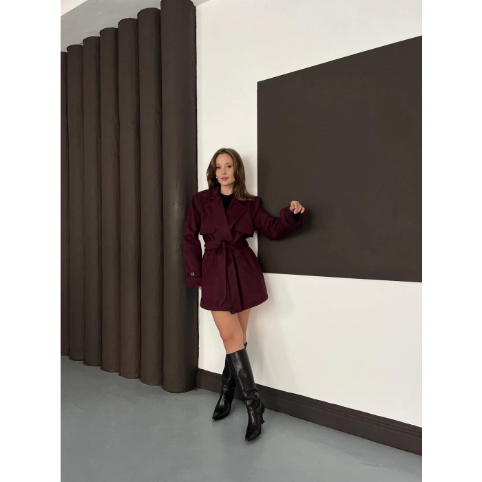 Kol Manteşli Nubuk Kaban Bordo