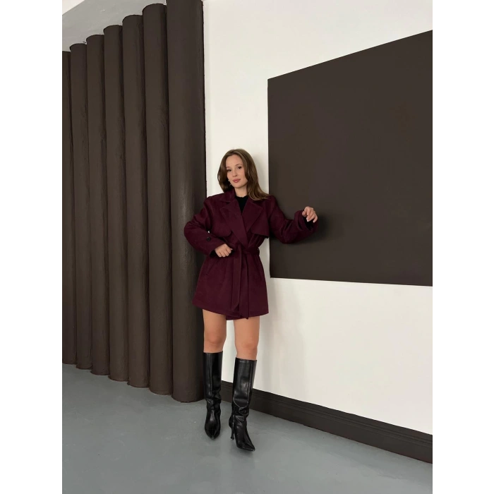 Kol Manteşli Nubuk Kaban Bordo