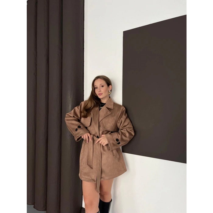 Kol Manteşli Nubuk Kaban Camel