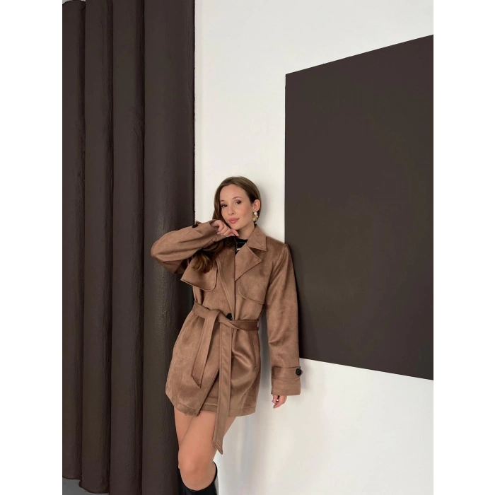 Kol Manteşli Nubuk Kaban Camel