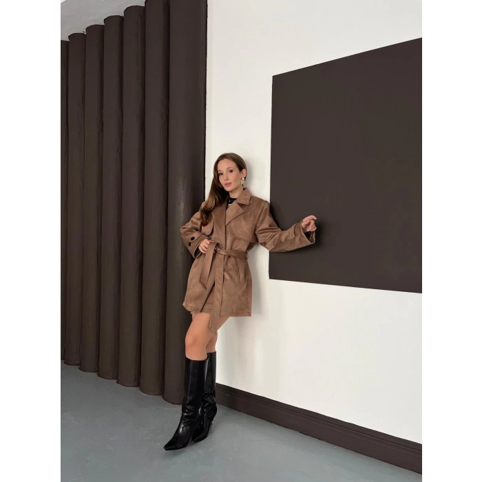 Kol Manteşli Nubuk Kaban Camel