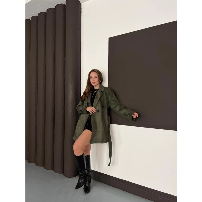 Kol Manteşli Nubuk Kaban Haki