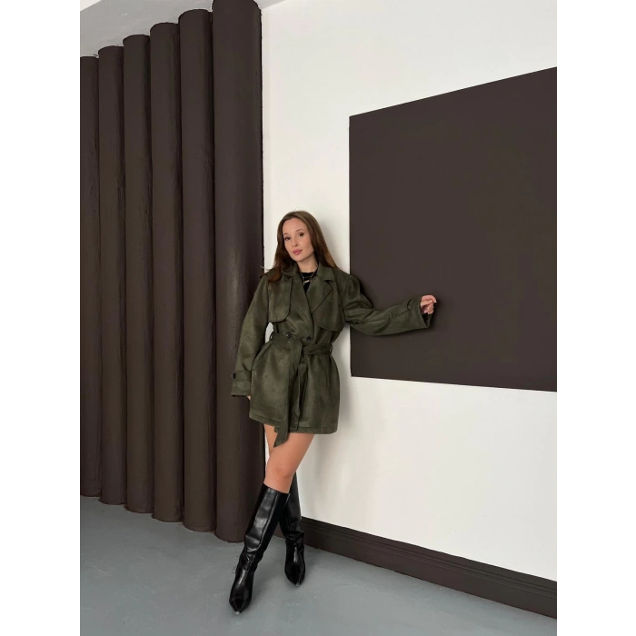 Kol Manteşli Nubuk Kaban Haki