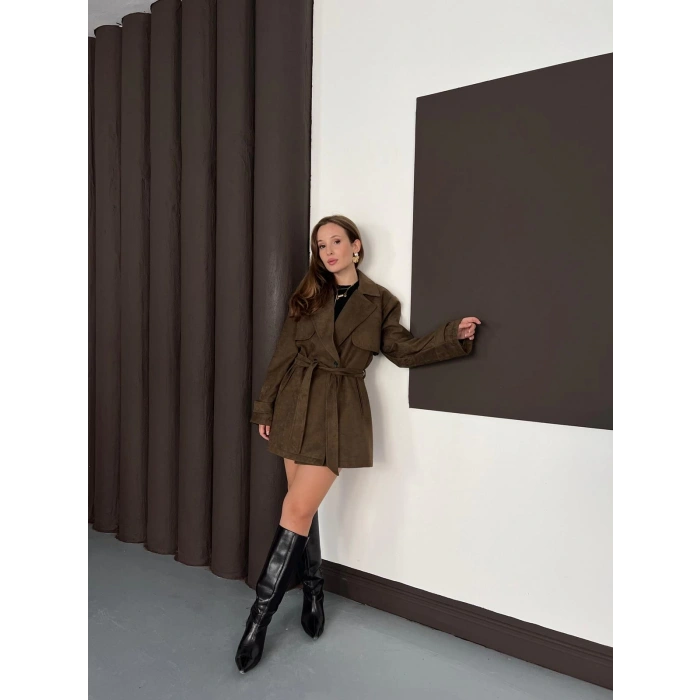 Kol Manteşli Nubuk Kaban Kahve