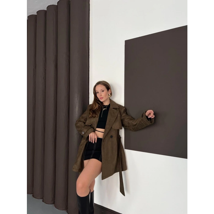 Kol Manteşli Nubuk Kaban Kahve