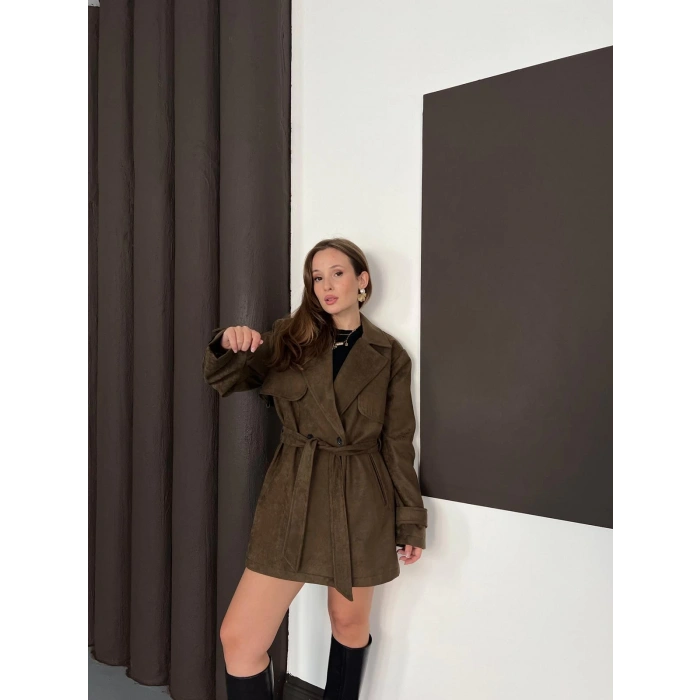 Kol Manteşli Nubuk Kaban Kahve