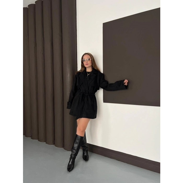 Kol Manteşli Nubuk Kaban Siyah