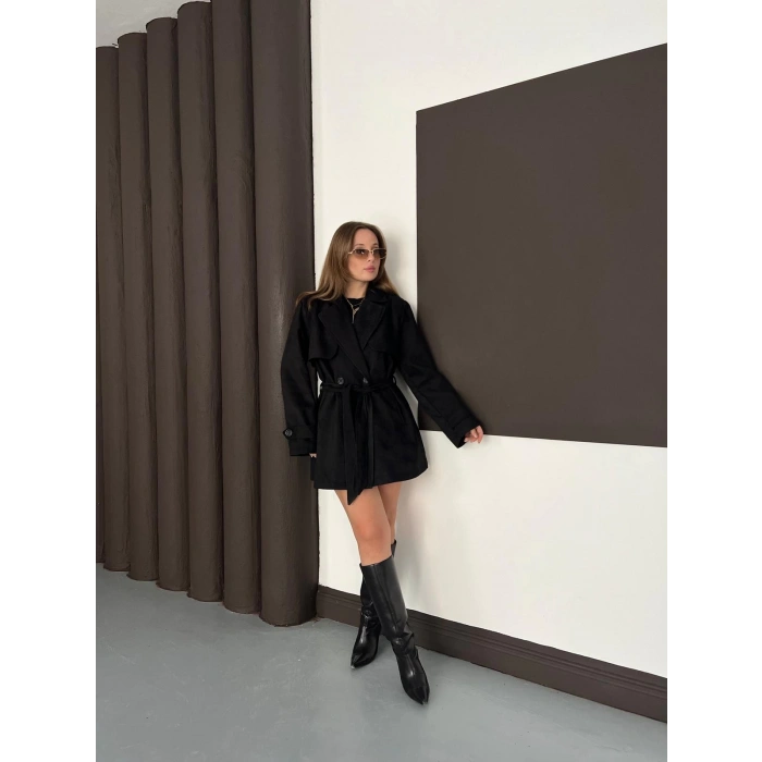 Kol Manteşli Nubuk Kaban Siyah