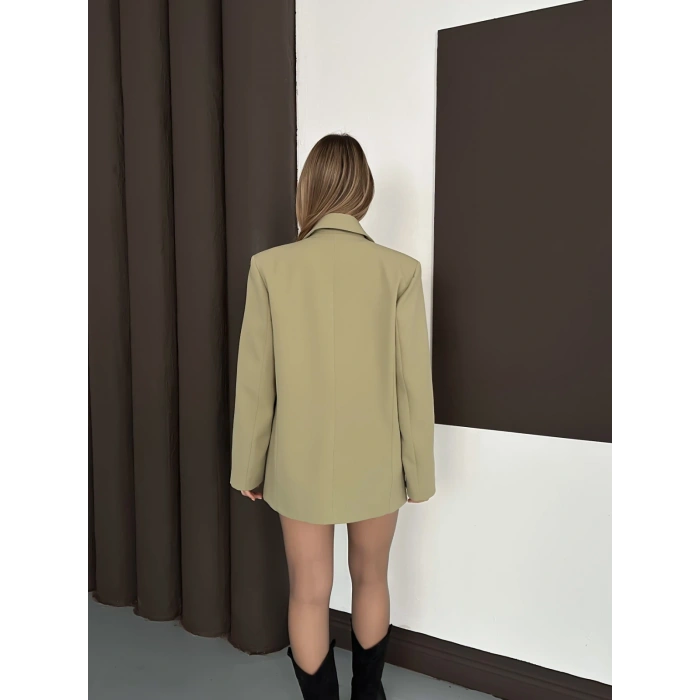 Kruvaze İçi Astarlı Blazer Ceket Yeşil