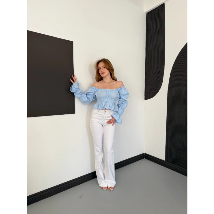 Madonna Yaka Poplin Kumaş Bluz Bebemavisi