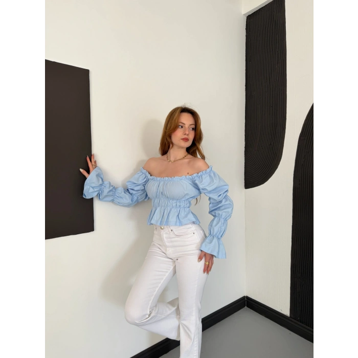 Madonna Yaka Poplin Kumaş Bluz Bebemavisi