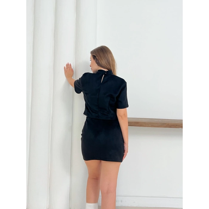 Mini Etekli Nubuk Takım Siyah