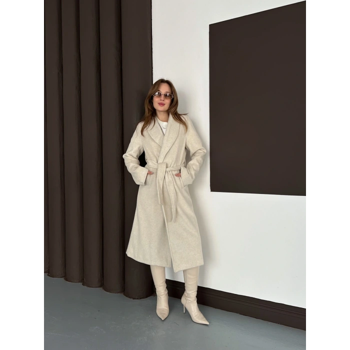 Moskov Kumaş Kuşaklı Kaban Bej