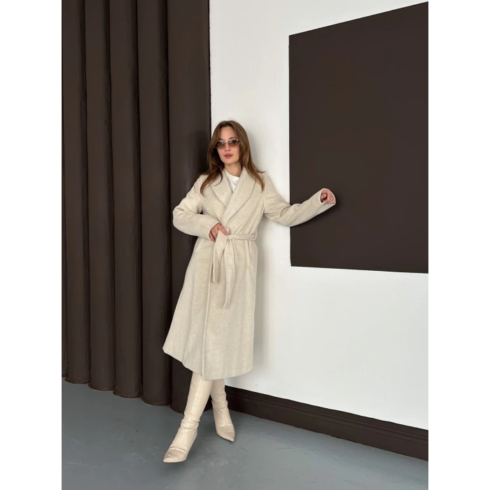 Moskov Kumaş Kuşaklı Kaban Bej