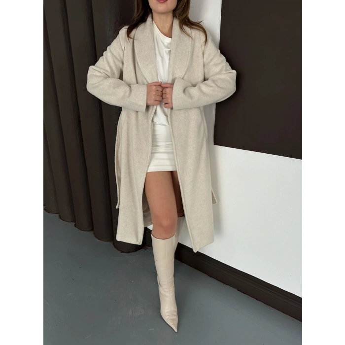 Moskov Kumaş Kuşaklı Kaban Bej